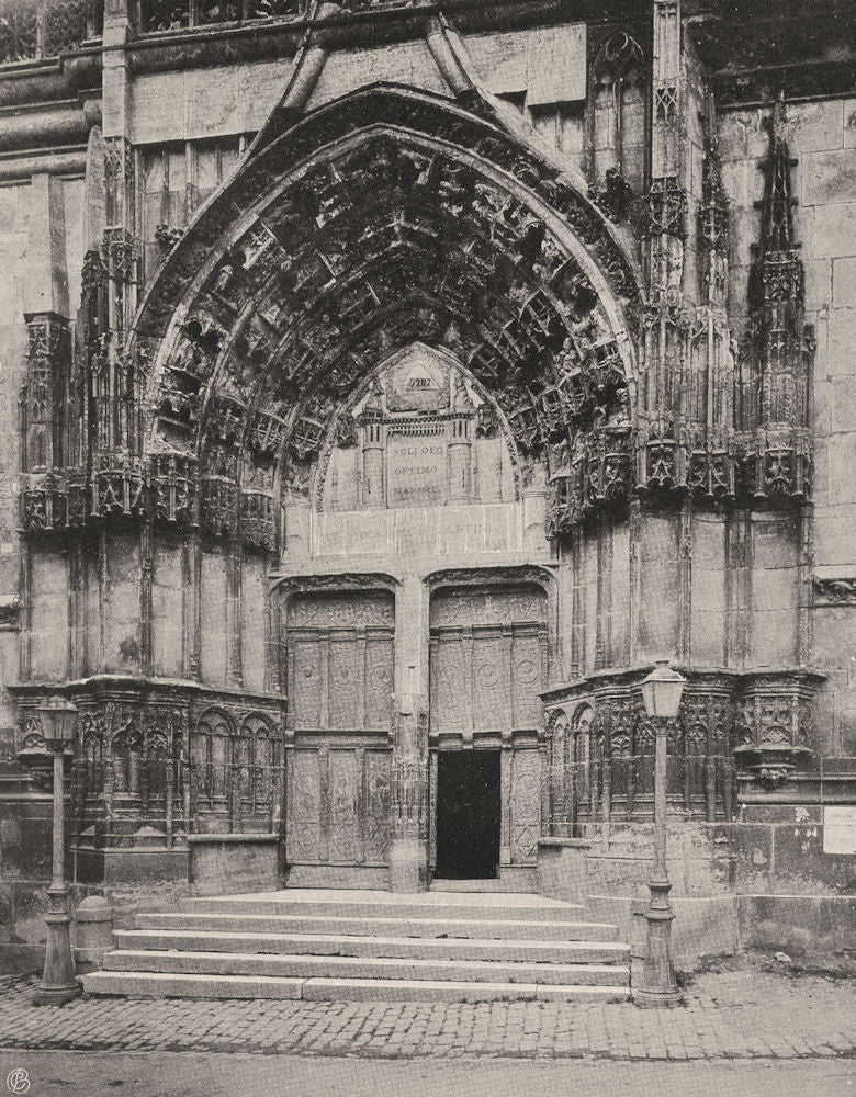 YONNE. Auxerre- Porche central de la cathédrale 1905 old antique print picture